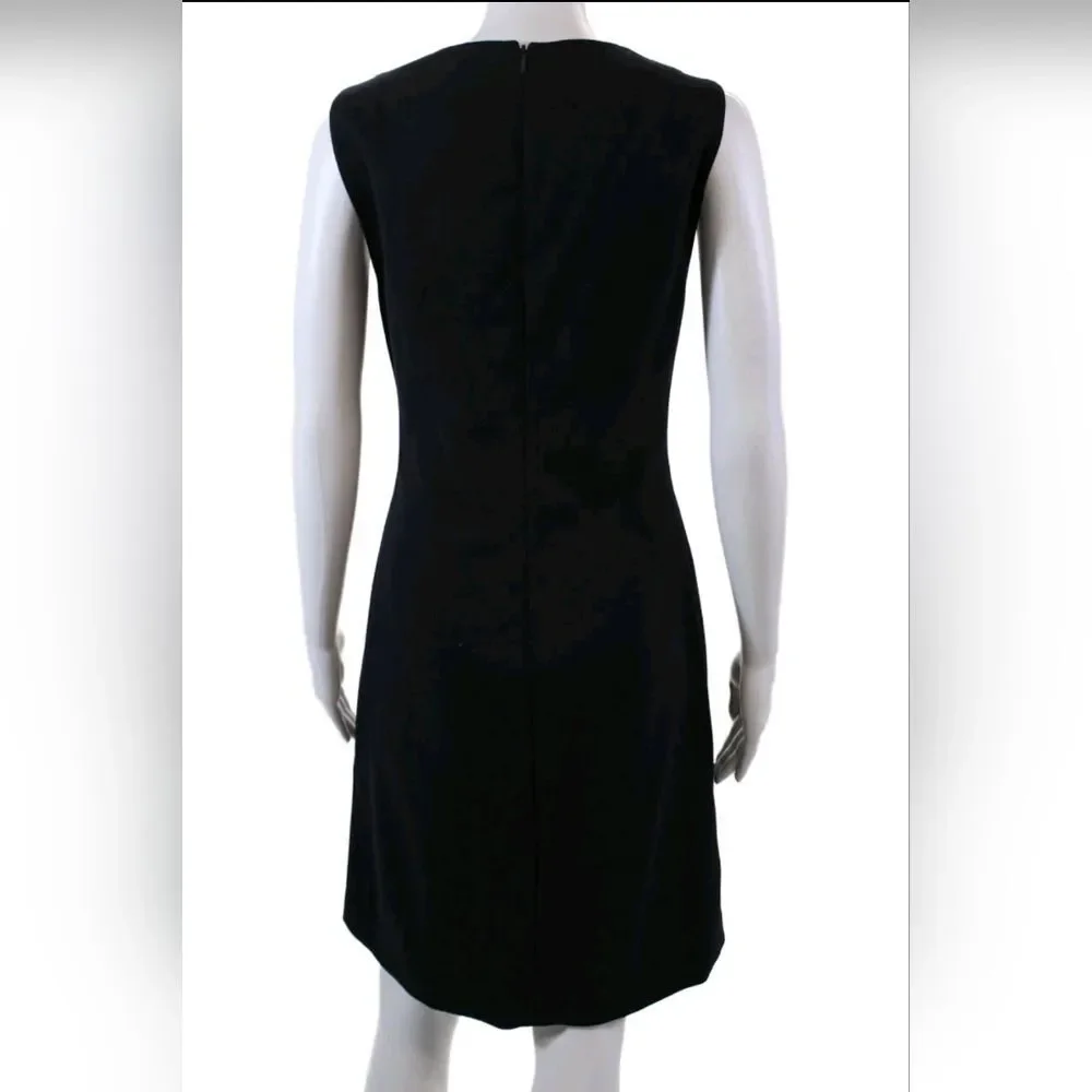 Tory Burch Designer Sleeveless A Line Dress Navy Blue Wool Blend Size 12